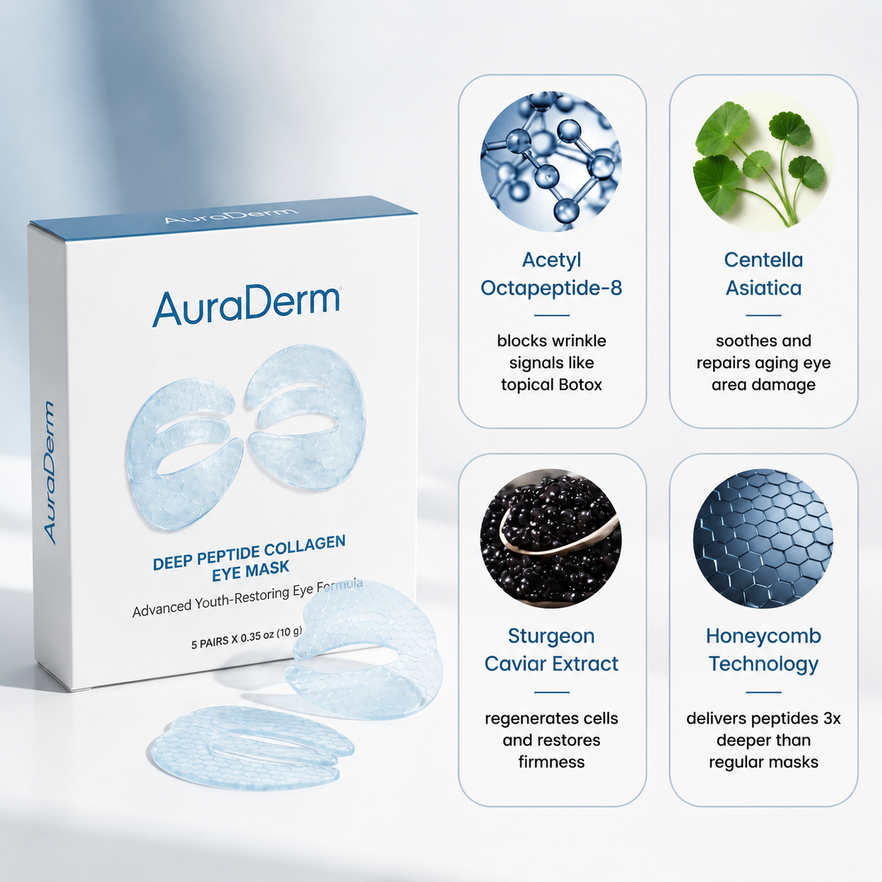 AuraDerm Deep Peptide Collagen Eye Mask