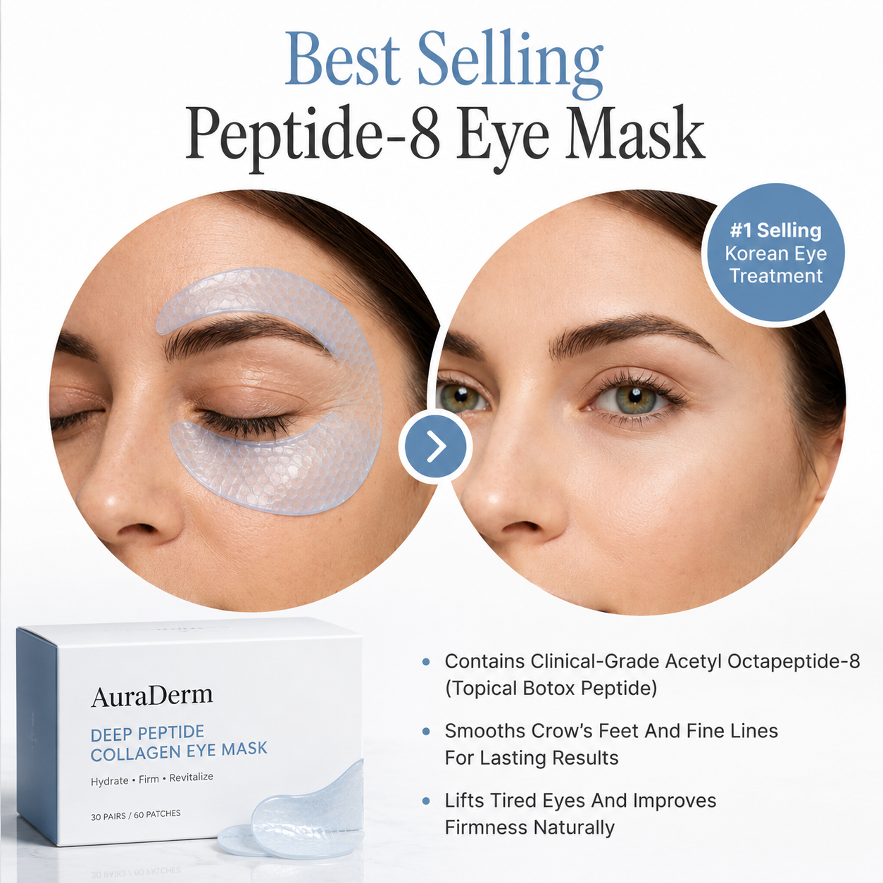 AuraDerm Deep Peptide Collagen Eye Mask