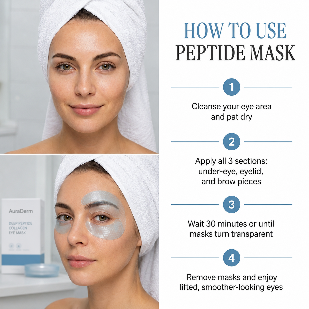 AuraDerm Deep Peptide Collagen Eye Mask